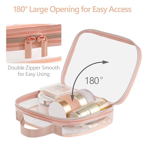 PACKISM Clear Makeup Bag Travel - TSA Approved Toiletry Bag, 2 Rose Pink - color: 01 Elegant Rose Pink, size: Full Vacation (Mixed Sizes)