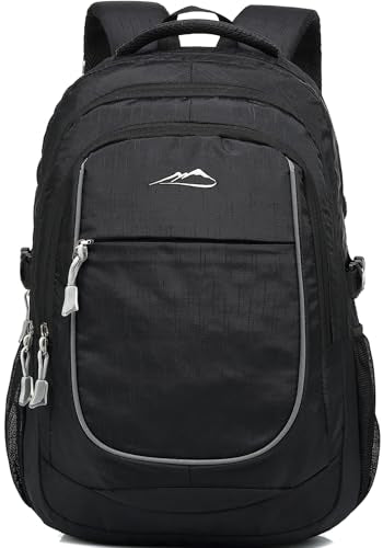 ProEtrade Anti Scratch Fabric Backpack, Black, Unisex, 20"H x 13"W x 8.2"D, 1.6 lb, 8 Pockets, 2 Laptop Compartments, Night Light Reflective Design, Ergonomic Air Flow System - color: Atrous, size: 17 Inch
