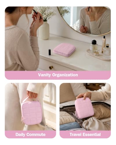 Travel Jewelry Case with Necklace Holder, Earring and Ring Organizer, Pink - color: Pink