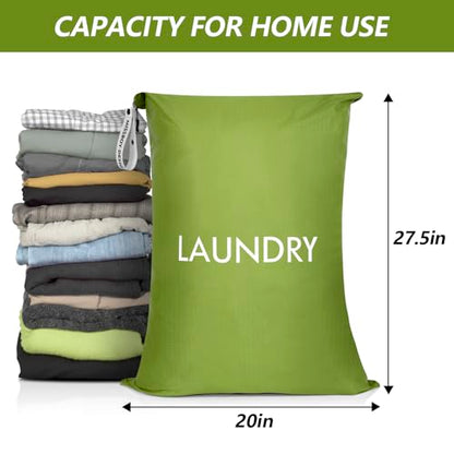 Travel Laundry Bag with Zipper, Nylon Lightweight Dirty Clothes Organizer - color: Green