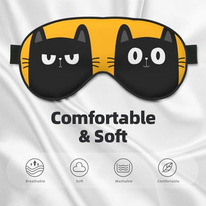 Sleep Mask Big Eye Black Cat Eye Shade Light Block for Meditation - color: Black Cat With Big Eyes