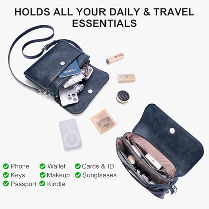 RFID Crossbody Bags for Women Vegan Leather with 2 Straps White - color: Blue