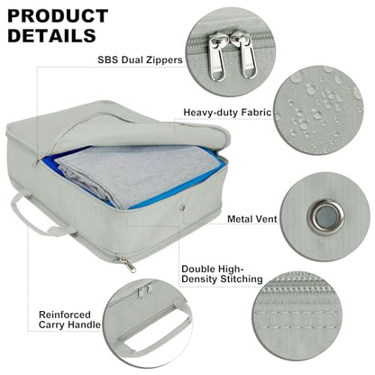 Compression Packing Cubes Travel Packing Suitcase Organizer Bags, Grey - color: Grey, size: Large