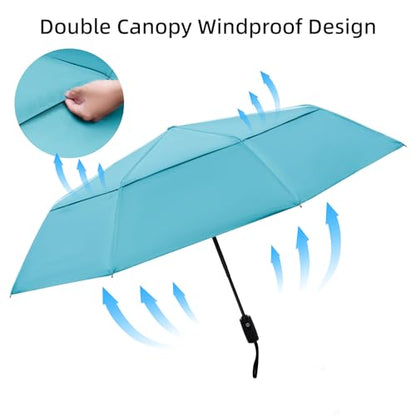 TradMall Travel Umbrella 42/45 Inches Double Vented Canopy - color: Sky Blue, size: 45 Inches