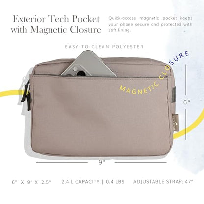 Everyday Joey Belt Bag | Truffle Crossbody Pack - 2.4L With Zipper Pockets - color: Truffle