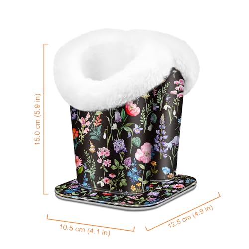 FINTIE Plush Lined Double Eyeglasses Holder with Magnetic Base for Desk - color: Black Floral