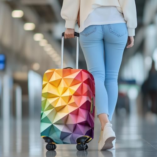 MAYJOYDIY Geometry Luggage Cover Colorful Art Elastic Baggage Covers Dust-Proof Suitcase Sleeve Anti-Scratch Washable Suitcase Protector L Fit 26-28 Inch Luggage - color: Geometry