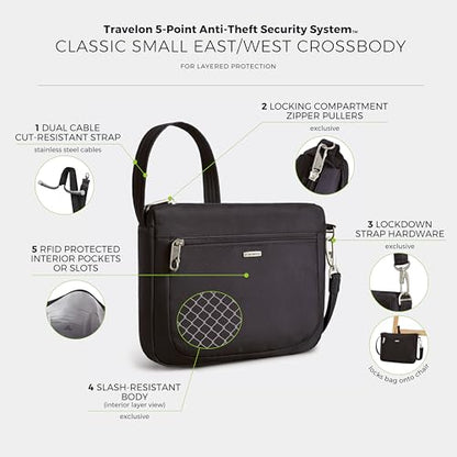 Travelon Anti-Theft Classic Small East/West Crossbody - color: Black