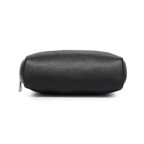 Makeup Bag for Purse Travel Cosmetic Bag (PU Black) - color: Black