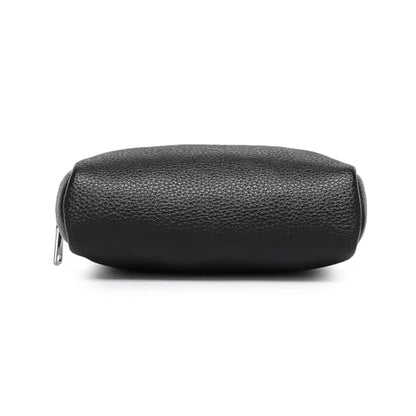 Makeup Bag for Purse Travel Cosmetic Bag (PU Black) - color: Black