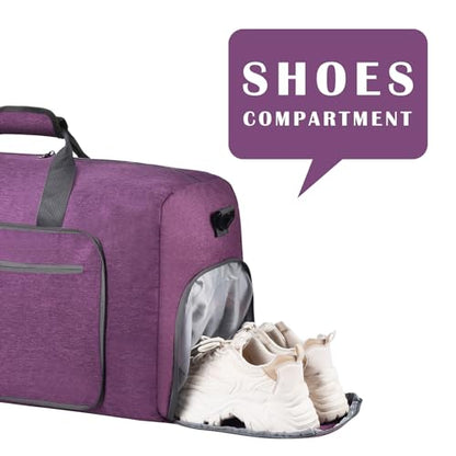 Felipe Varela Foldable Duffle Bag for Travel Weekend Overnight Gym Camping - color: H Purple, size: 115L