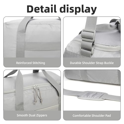 Foldable Travel Duffel Bag 65L, Large Capacity Bag for Trips - color: Light Gray, size: 65L