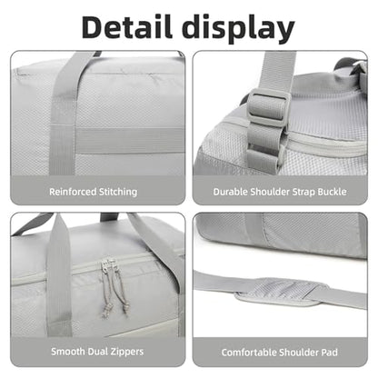 Foldable Travel Duffel Bag 65L, Large Capacity Bag for Trips - color: Light Gray, size: 65L