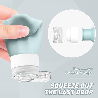 Redfly Travel Bottles for Toiletries 3oz, Silicone Travel Size Containers - color: Gray, size: 4Packs
