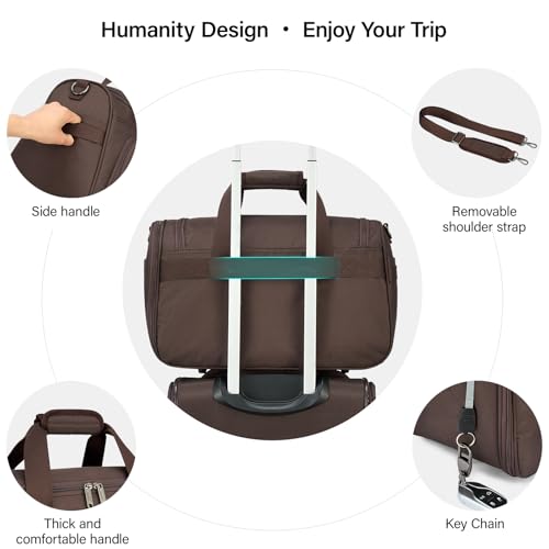 Hanke Small Underseat Carry On Luggage Bags for Travel with 10 Pockets. - color: Coffee, size: Underseat Carry-On