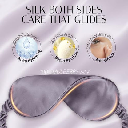 OLESILK 100% Mulberry Silk Sleep Mask for Women - Zero-Pressure Blackout - color: Charcoal