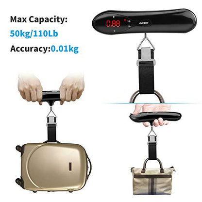Digital Luggage Scale 110lb Portable Travel Hanging Suitcase Weight Scales | Handheld Baggage Scale for Travel Essentials Postal Baggage Backpacks Packages, Backlight LED Display Battery Included