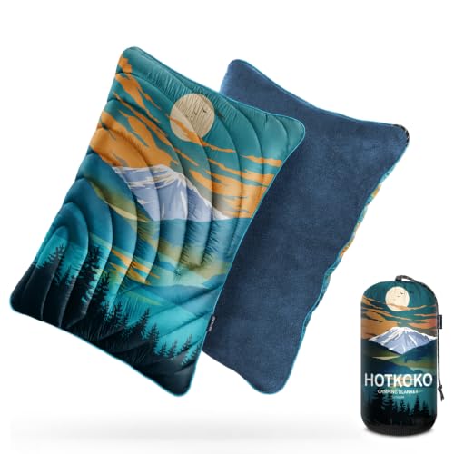 Camping Pillow Compressible Travel Pillow Lightweight Camp Pillow - color: Snowy Mountain, size: Large(15.7''X19.6'')