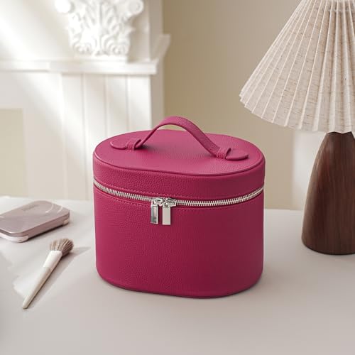 RSRSLEII Waterproof PU Leather Makeup Bag,Portable Toiletry Bag(05Hot Pink) - color: 05Hot Pink