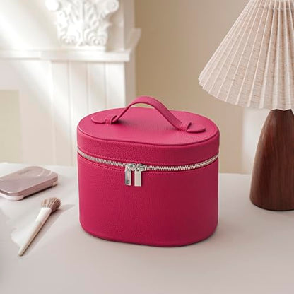 RSRSLEII Waterproof PU Leather Makeup Bag,Portable Toiletry Bag(05Hot Pink) - color: 05Hot Pink