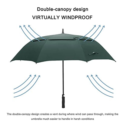 G4Free 47/54/62/68/72 Inch Golf Umbrella Windproof Auto Open Large Umbrella - color: Dark Green, size: 62 inch