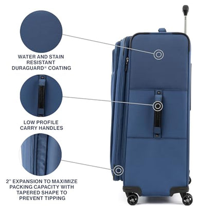 Travelpro Tourlite Softside 29" Expandable Luggage with 4 Spinner Wheels, Lightweight Suitcase, Checked Large, Blue - color: Blue, size: Checked-Large 29-Inch