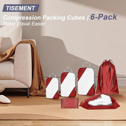 6 Set Ultralight Compression Packing Cubes Packing Organizer with Shoe Bag for Travel Accessories Luggage Suitcase Backpack
