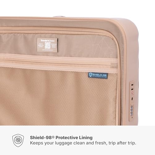 Traveler's Choice Edinburgh II Hardside Luggage with Spinner Wheels, TSA Lock, Sand 16-Inch Mini - color: Sand, size: 16-Inch Mini