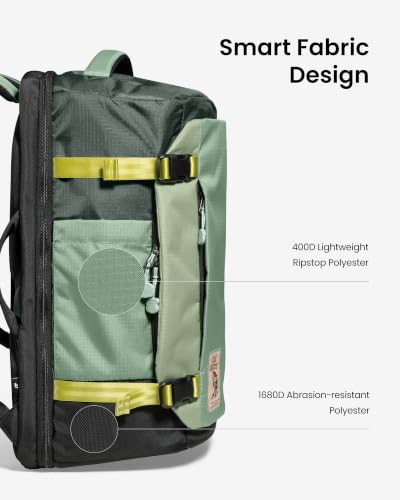 tomtoc Travel Backpack 40L, TSA Carry On Bag Flight Approved, PFAS Free - color: Moss Green-ripstop, size: 40L