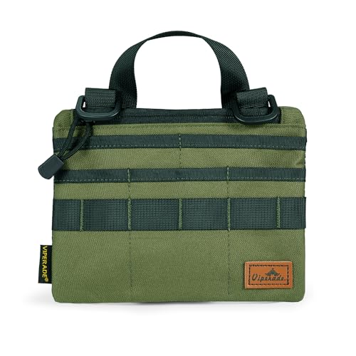 VIPERADE VE5 Slim EDC Pouch with 7 Pockets, Mens Pocket Organizer Multitool Pouch, Mini Crossbody Messenger Bag (No Strap) - color: Green