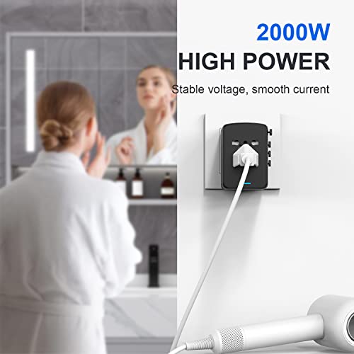JMFONE 35W PD Universal Travel Adapter, Fast Charging International Adapter - color: 3USBA+2USBC- Deep Black