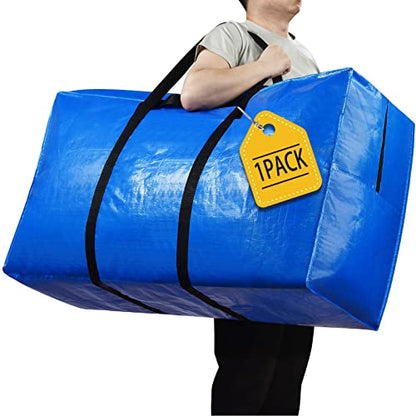 Extra Large Storage Bags, 155 Gallon XXL Jumbo Large Moving Bags Heavy Duty - color: Blue - 1 PACK, size: 60" X 30" X 20"