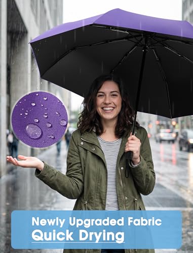 Yoobure Travel Compact Umbrellas for Rain, UV Umbrella for Sun Protection - color: Dark Purple