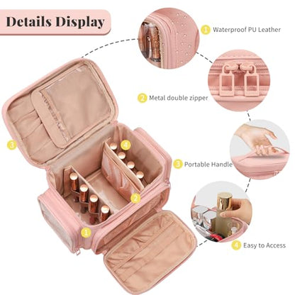 Bagmoly Large Makeup Bag, Travel Makeup Cosmetic Bag for Girls, Pink - color: 03-Pink, size: Medium