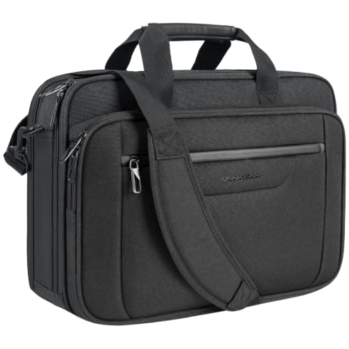 VANKEAN Laptop Briefcase Fits 15.6"-16" Laptop Slim Expandable Shoulder Bag - color: Black-black, size: 15.6"