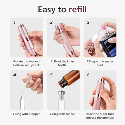 LISAPACK 8ml 여행용 향수병 리필 가능, 쾰른 분무기 스프레이 3개 - color: 3 핑크