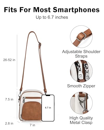 FADEON Small Purses for Women Crossbody Bags, RFID Anti-Theft 4 Card Slots - color: Beige Contrast Brown Etro Style