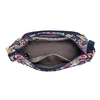 Travelon Anti-theft Classic Crossbody Bucket Bag - color: Summer Paisley