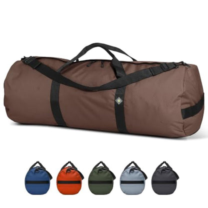 175L Extreme Heavy Duty Duffle Bag, Weatherproof Ripstop Travel Gear Bag - color: Brown, size: 18” x 42" (175 Liters)