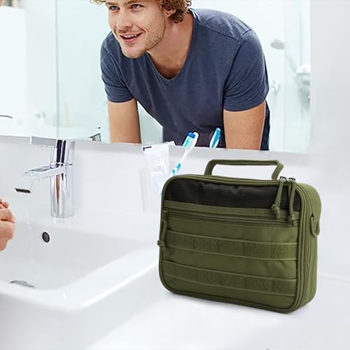 Toiletry Bag for Men Travel Tactical Hanging Dopp Kit Shaving Hygiene Bag - color: Green