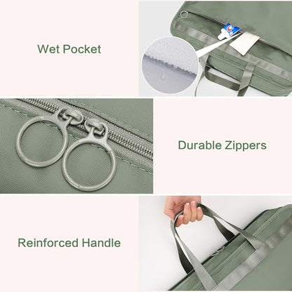 SUNUP Hanging Suitcase Organizer for Travel, 5 in 1 Packing Cube, Green - color: Green