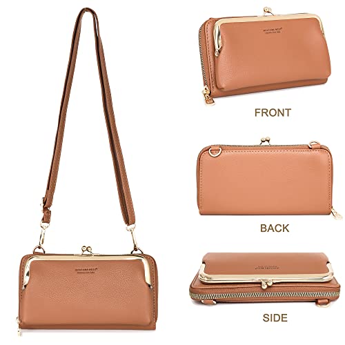 Montana West Crossbody Cell Phone Purse for Women RFID Blocking Cellphone Wallet - color: Wallet Brown
