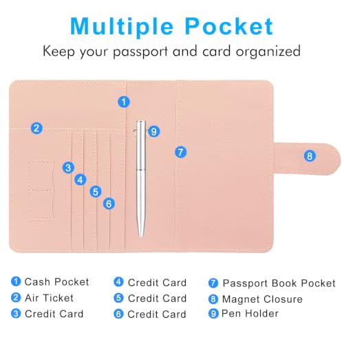 Passport Holder Cover, ACdream Protective Premium Leather RFID Blocking Wallet Travel Case for Passport/Credit Card/Air Ticket, - color: Pink*