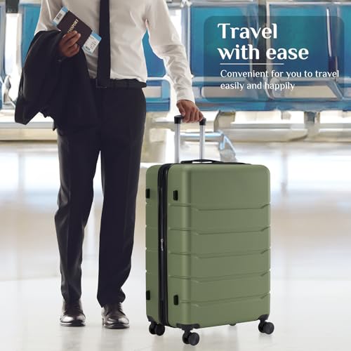 Sweetcrispy 20 Inch Carry On Luggage, Suitcase with Spinner Wheels - color: Green, size: 20 Inch