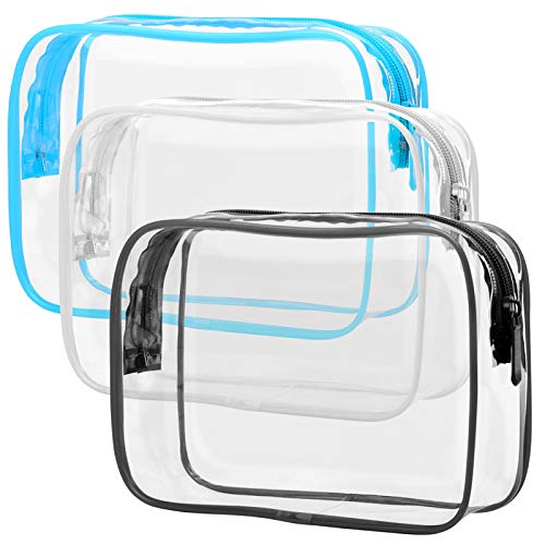 PACKISM TSA Approved Toiletry Bag - Clear Makeup Bag, Black White Blue - color: White Black Blue, size: Medium Set (Standard)