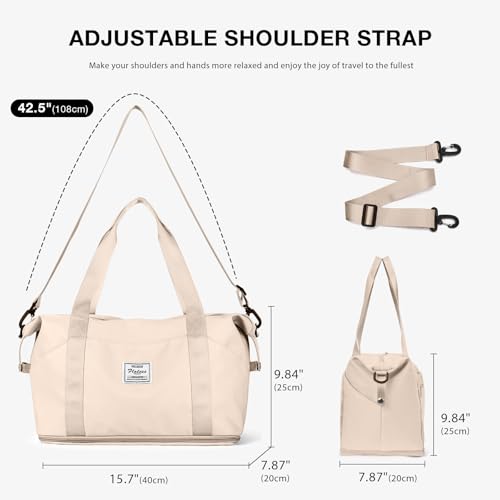 Travel Duffel Bag, Sports Tote Gym Bag, Shoulder Weekender Overnight Bag for Women - color: A1-beige-expandable, style: Large