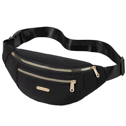 Fanny Packs Crossbody Bag for Women, Waist Pack Jogging Pouch Belt Bag for Outdoors Traveling Hiking - Black - color: Black