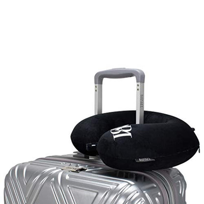Badgley Mischka Memory Foam Travel Neck Pillow Pillow (Grey Floral) - color: Grey Floral