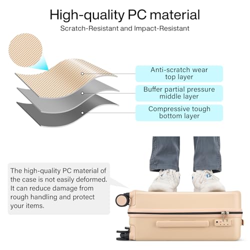 Hanke Hard Shell Luggage Sets 3 Pieces, 16/24/28 Inch Travel Suitcase - color: Cuba Sand, size: 16+24+28 Inch