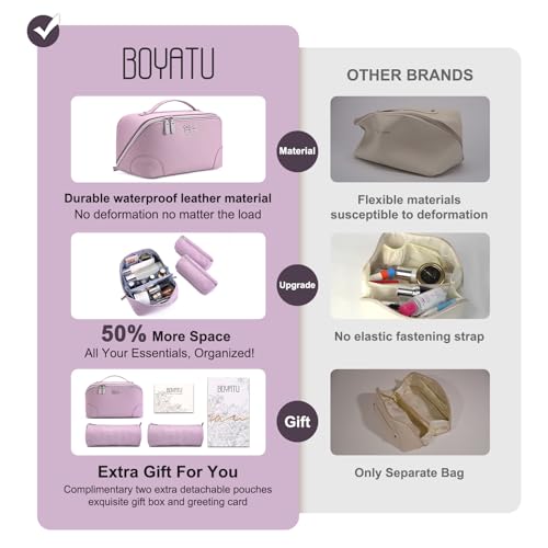 BOYATU Travel Makeup Bag Cosmetic Bags for Women: 3-Piece Makeup Bag Set - color: C-4-Purple